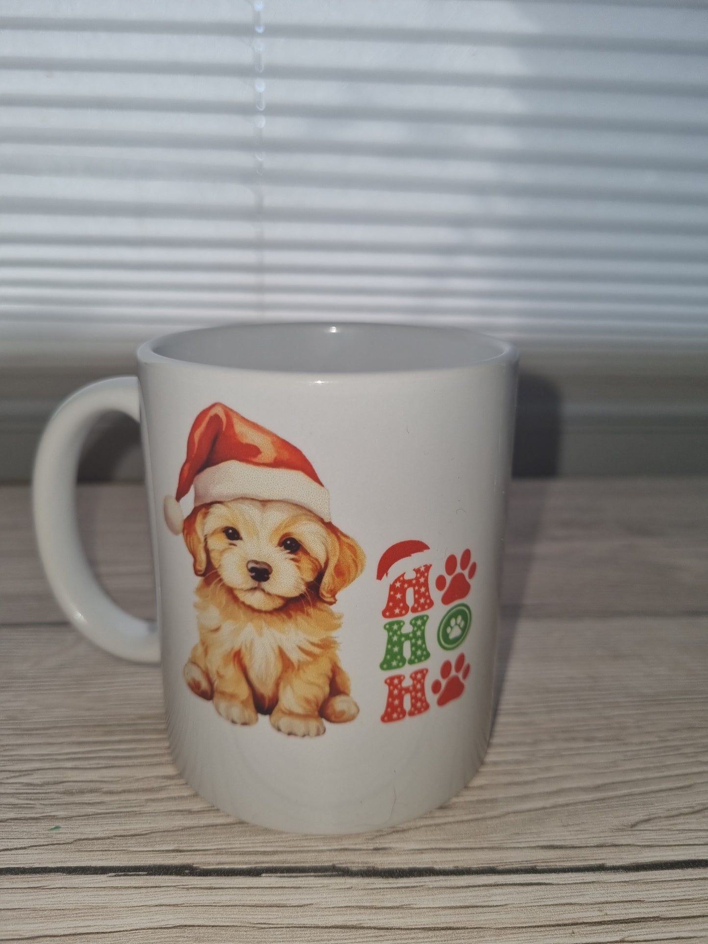 Weihnachtstasse Hund beidseitig bedruckt personalisierbar