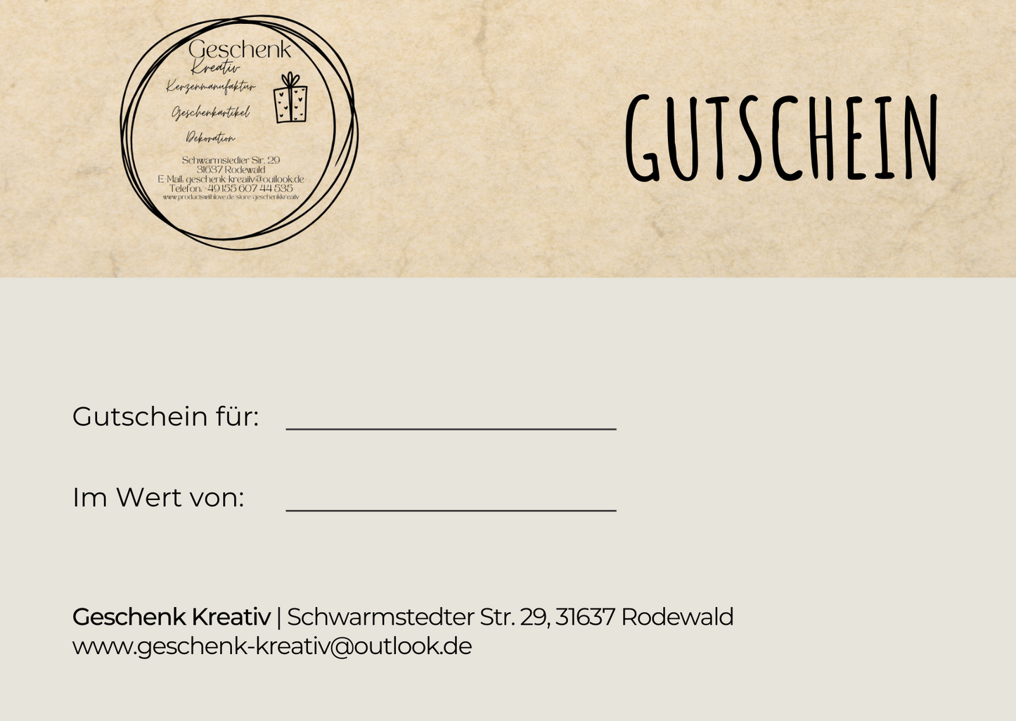 Geschenkgutschein Geschenk Kreativ, personalisierbar