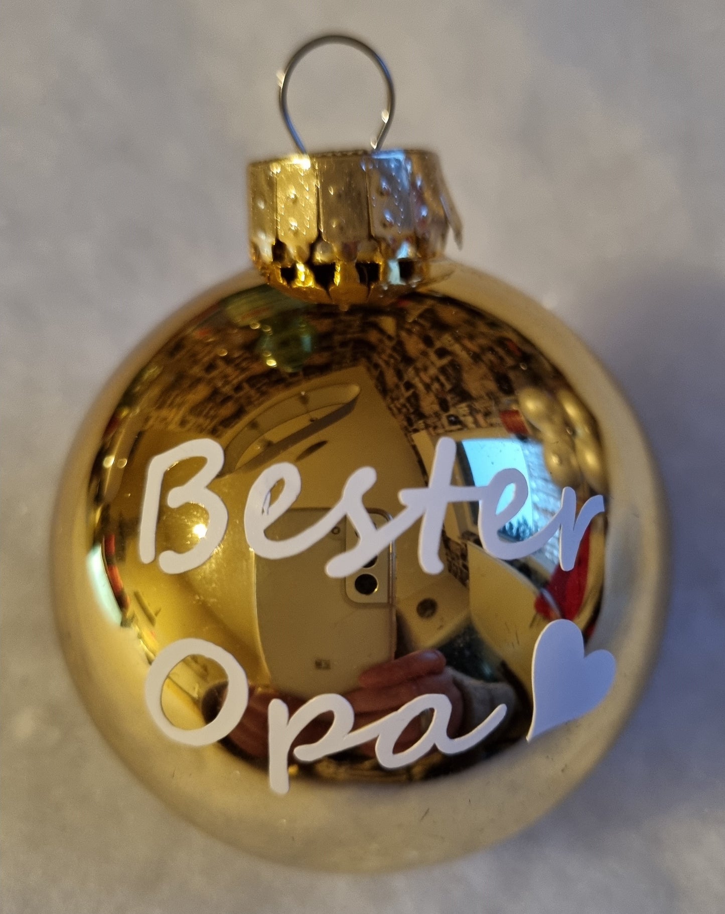 Personalisierte Christbaumkugel Bester Opa 6 cm Durchmesser Glas