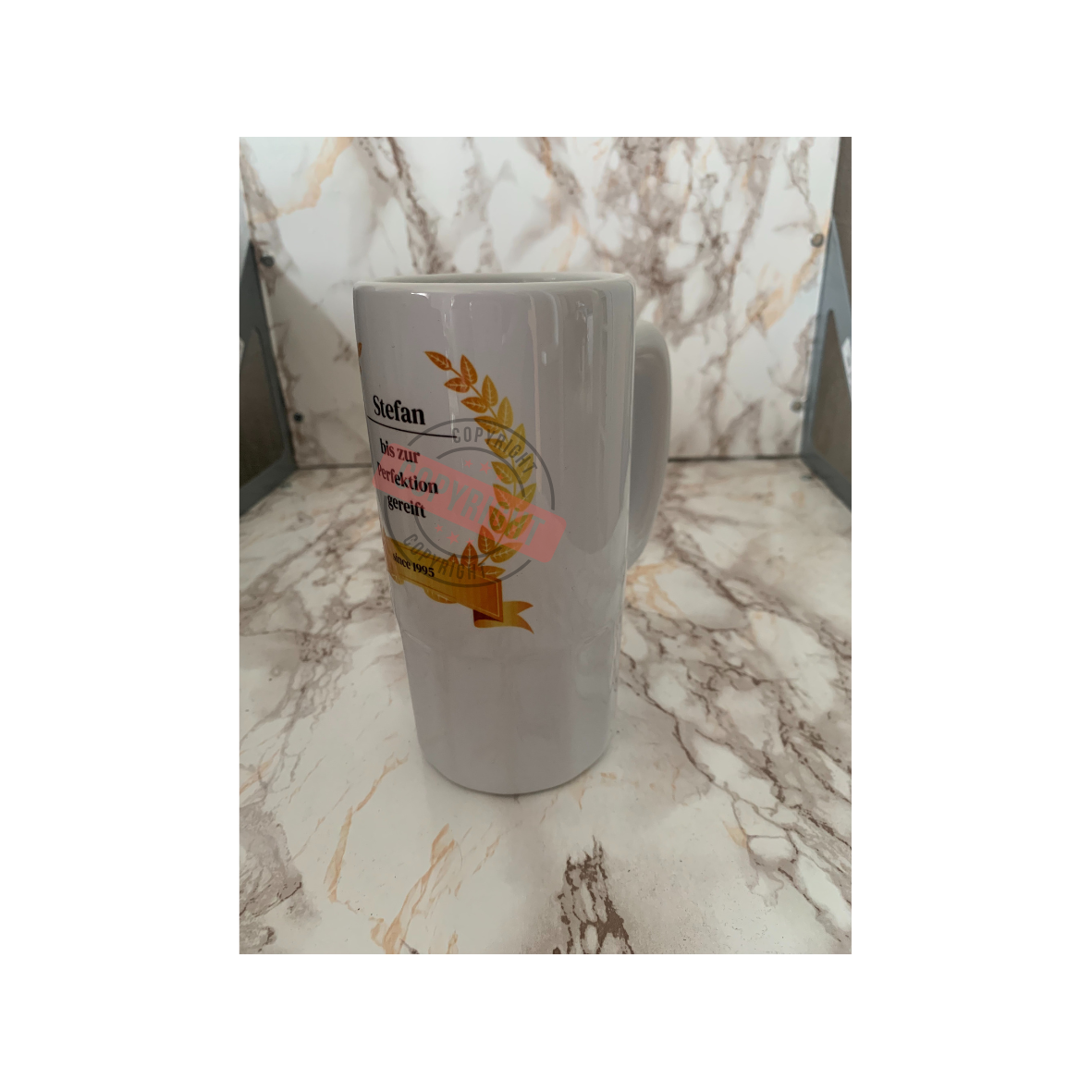 Bierkrug Bis zur Perfektion gereift + Name 500 ml Keramik