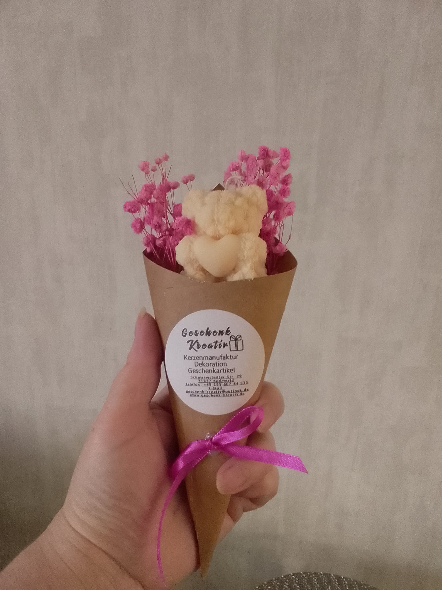 Kerzen Blumenstrauß S Rosenbär Bio Sojawachs vegan