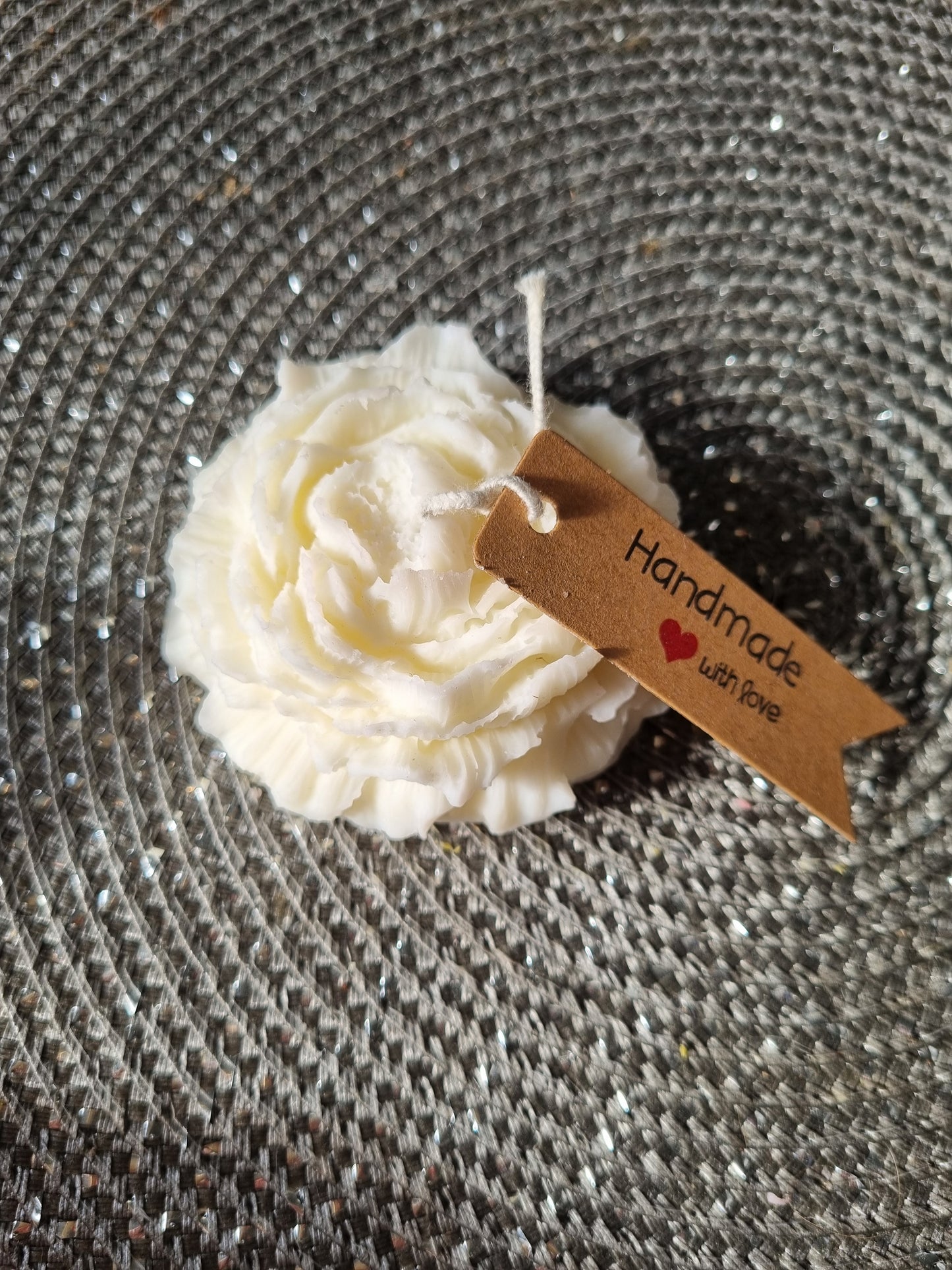 Kerze Pfingsrose aus Bio Sojawachs vegan ohne Paraffin