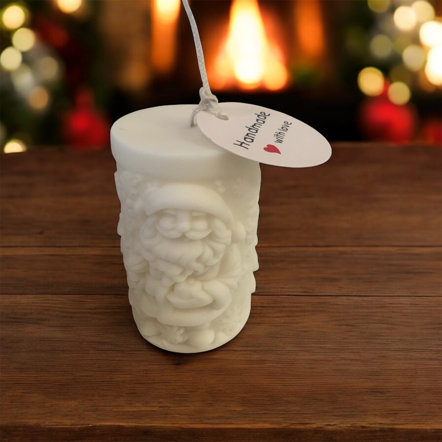 Stumpenkerze Weihnachtsmann aus zertifiziertem Bio Sojawachs ohne Paraffin mit oder ohne Duft