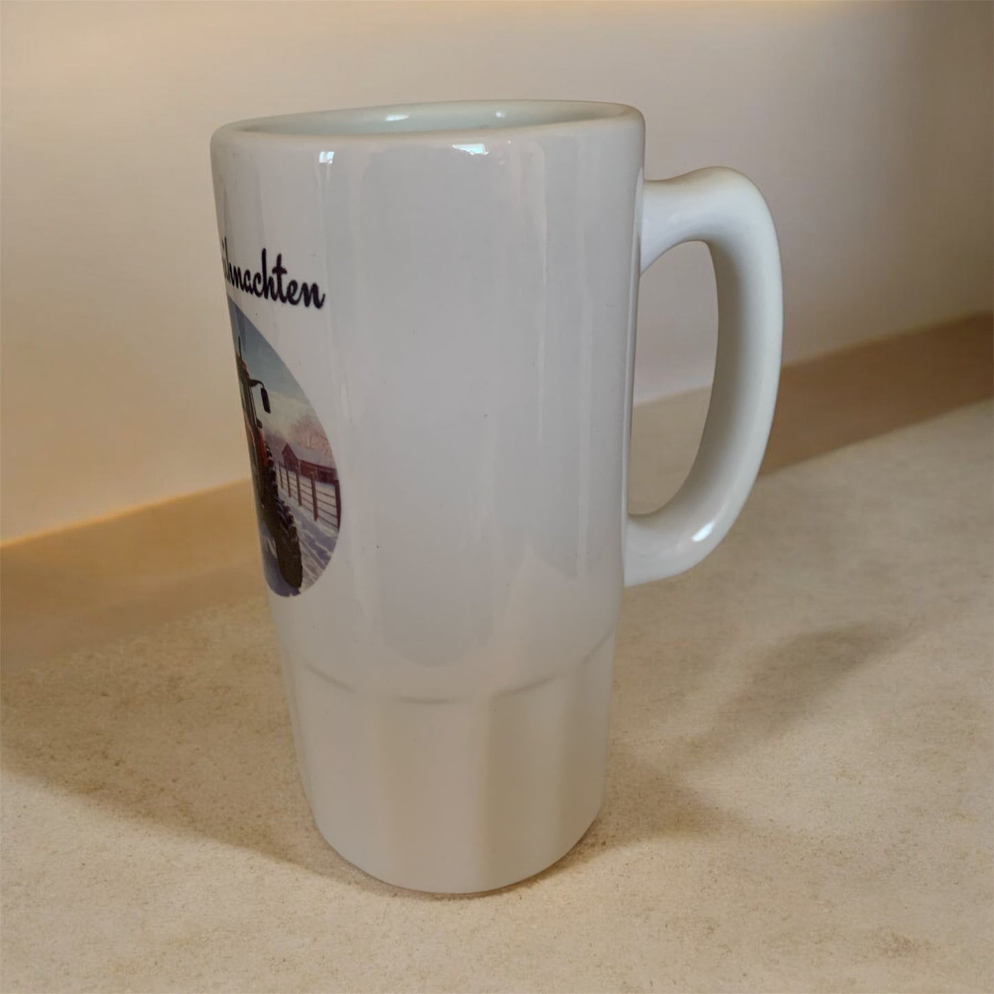 Bierkrug Traktor Frohe Weihnachten Keramik 500 ml personalisierbar