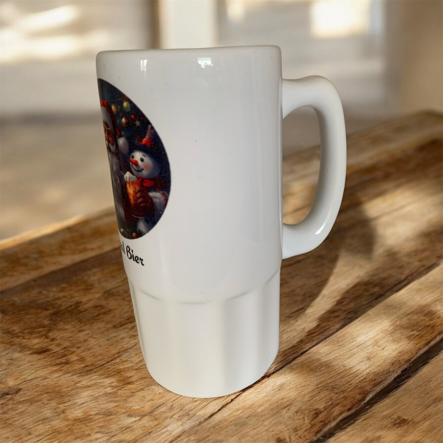 Bierkrug Weihnachtsmann Schneemann Rentier ho ho hol mal Bier Keramik 500 ml personalisierbar