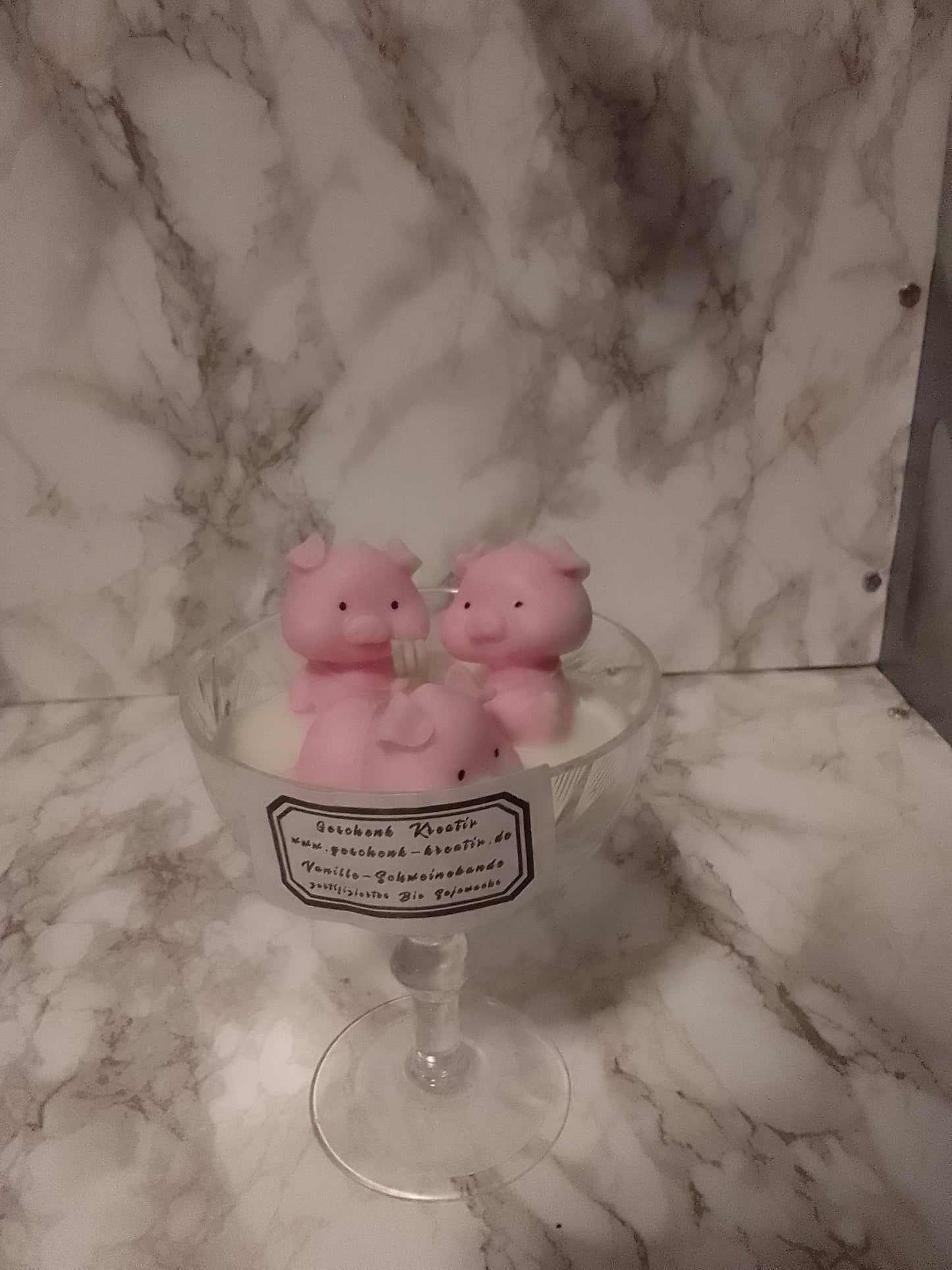 Dessertkerze Duftkerze Schweinebande Glücksbringer Bio Sojawachs vegan