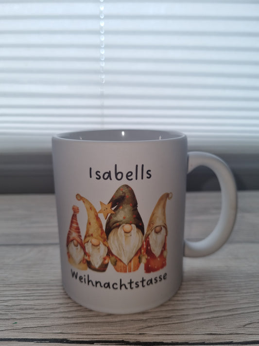 Weihnachtstasse Wichtel beidseitig bedruckt personalisierbar