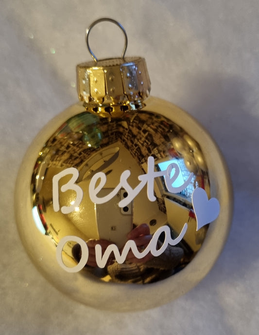 Personalisierte Christbaumkugel Beste Oma 6 cm Durchmesser Glas