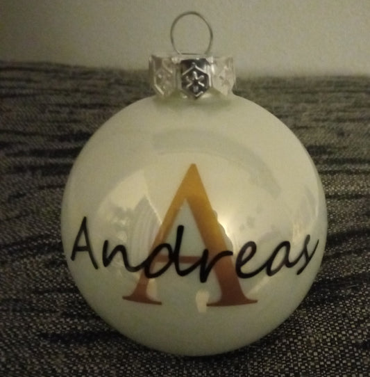 Personalisierte Christbaumkugel Name oder Wunschtext 8 cm Durchmesser