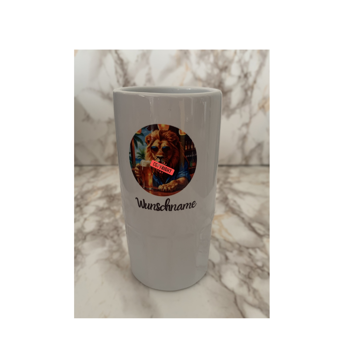 Personalisierter Bierkrug Löwe + Name /Wunschtext 500 ml Keramik