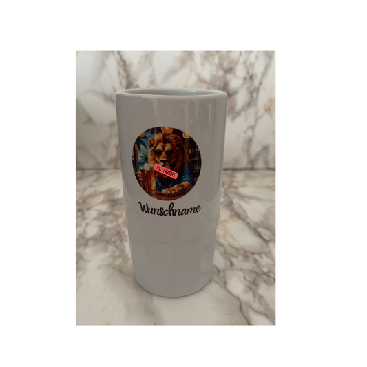 Personalisierter Bierkrug Löwe + Name /Wunschtext 500 ml Keramik