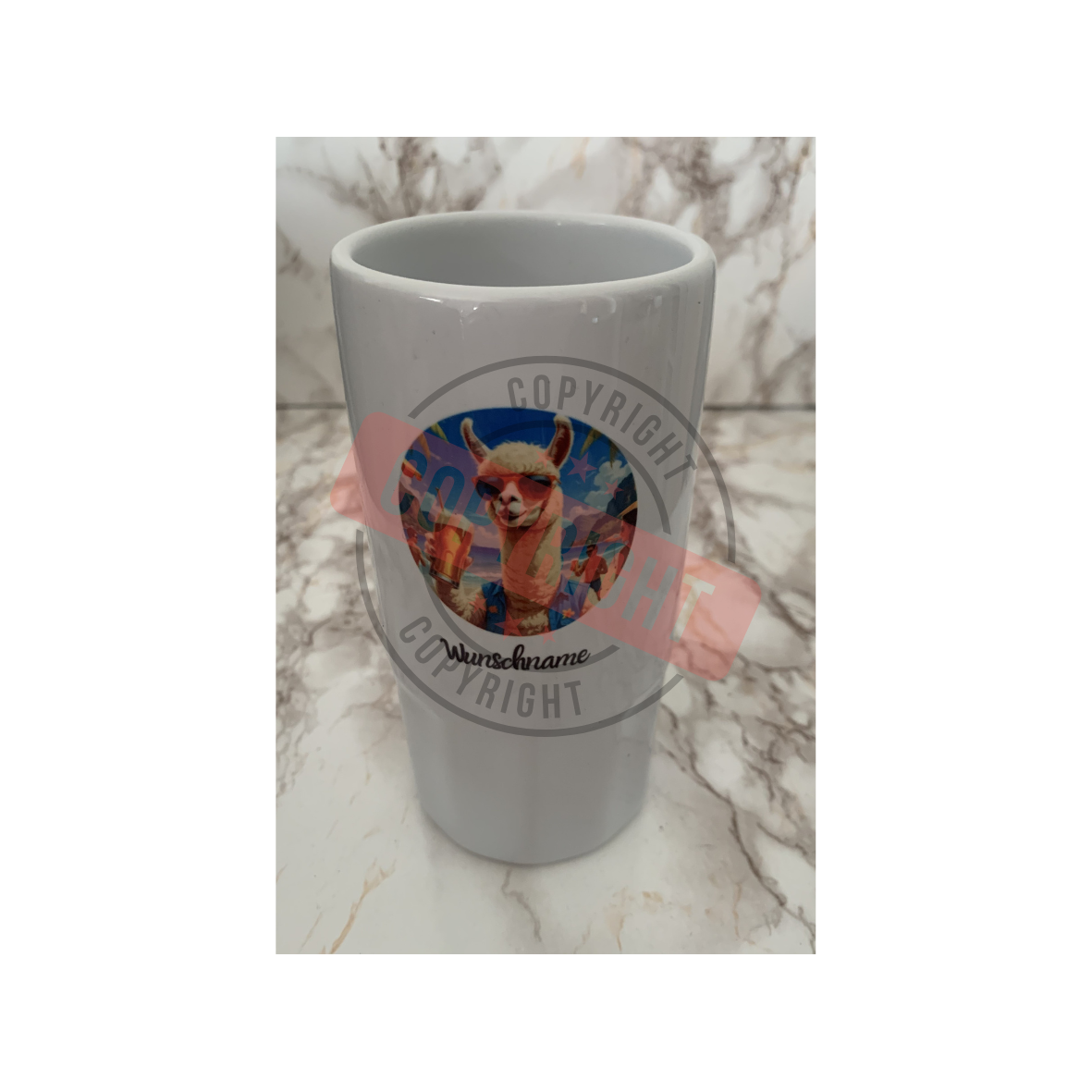 Personalisierter Bierkrug Lama + Name 500 ml Keramik