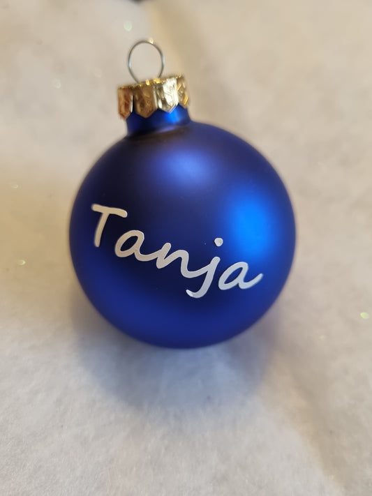 Personalisierte Christbaumkugel Name oder Wunschtext 6 cm Glas