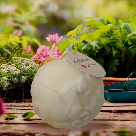 Kugelkerze 3D-Pferd mit Flügeln aus zertifiziertem Bio Sojawachs ohne Paraffin mit oder ohne Duft