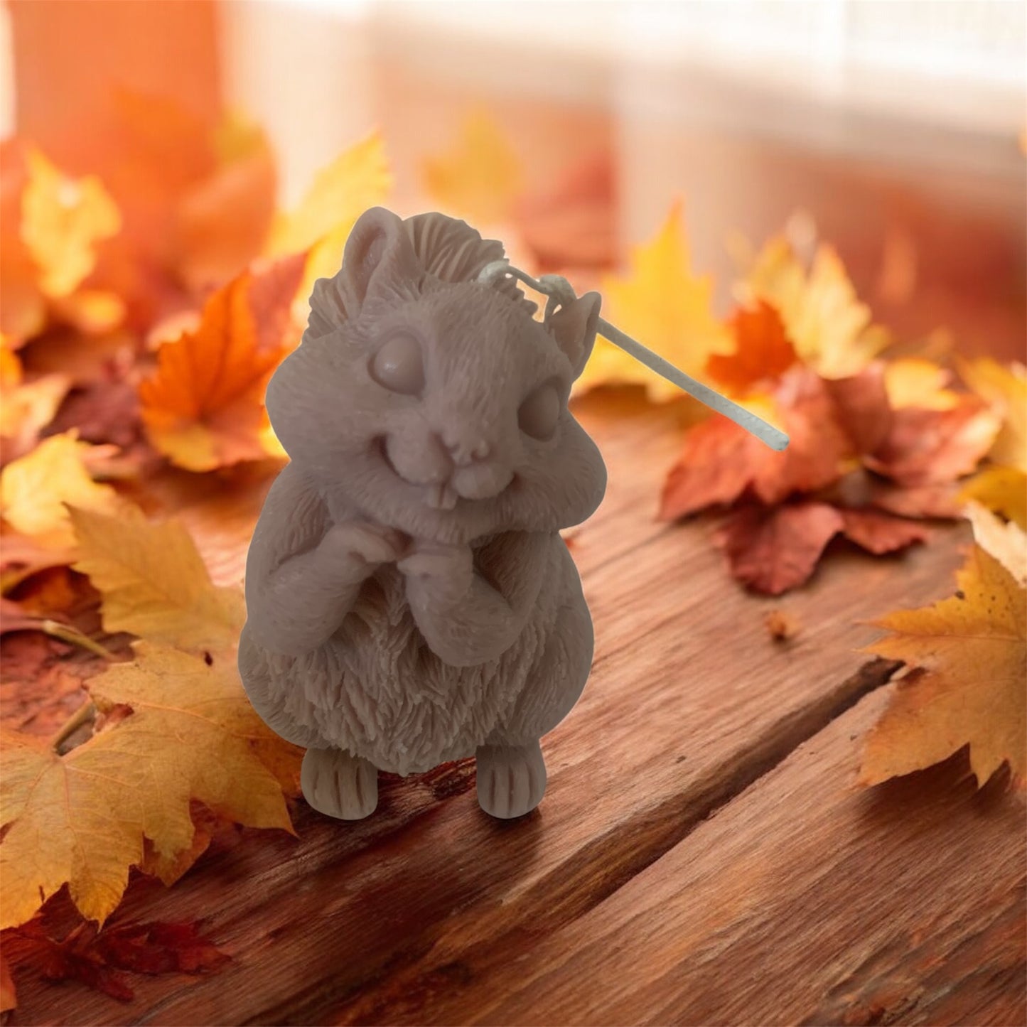 Kerze Eichhörnchen 9 cm aus zertifiziertem Bio Sojawachs ohne Paraffin mit oder ohne Duft