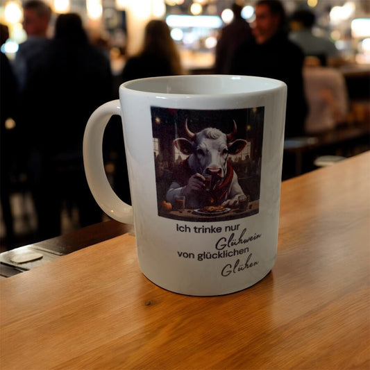 Glühweintasse Ich trinke nur Glühwein von glücklichen Glühen personalisierbar beidseitig bedruckt