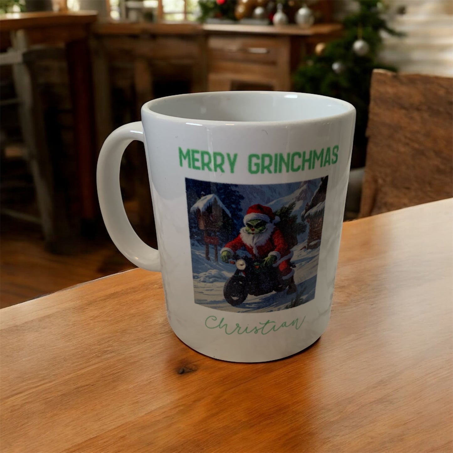 Tasse Glühweintasse Merry Grinchmas personalisiert mit Namen beidseitig bedruckt