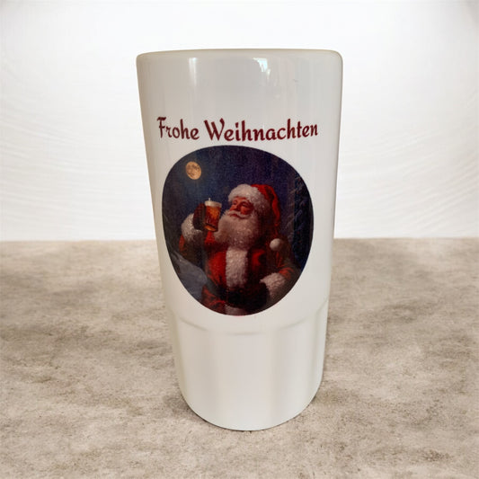 Bierkrug Weihnachtsmann Frohe Weihnachten Keramik 500 ml personalisierbar