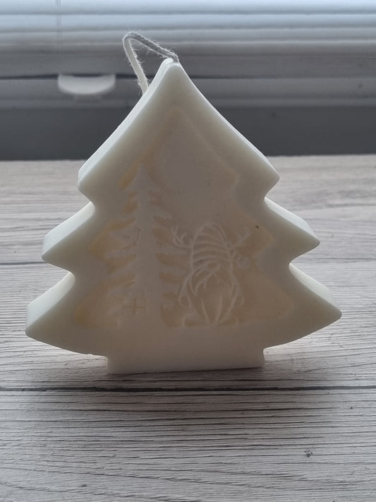 Kerze Tannenbaum mit Bild Relief Wichtel Bio Sojawachs ohne Paraffin vegan