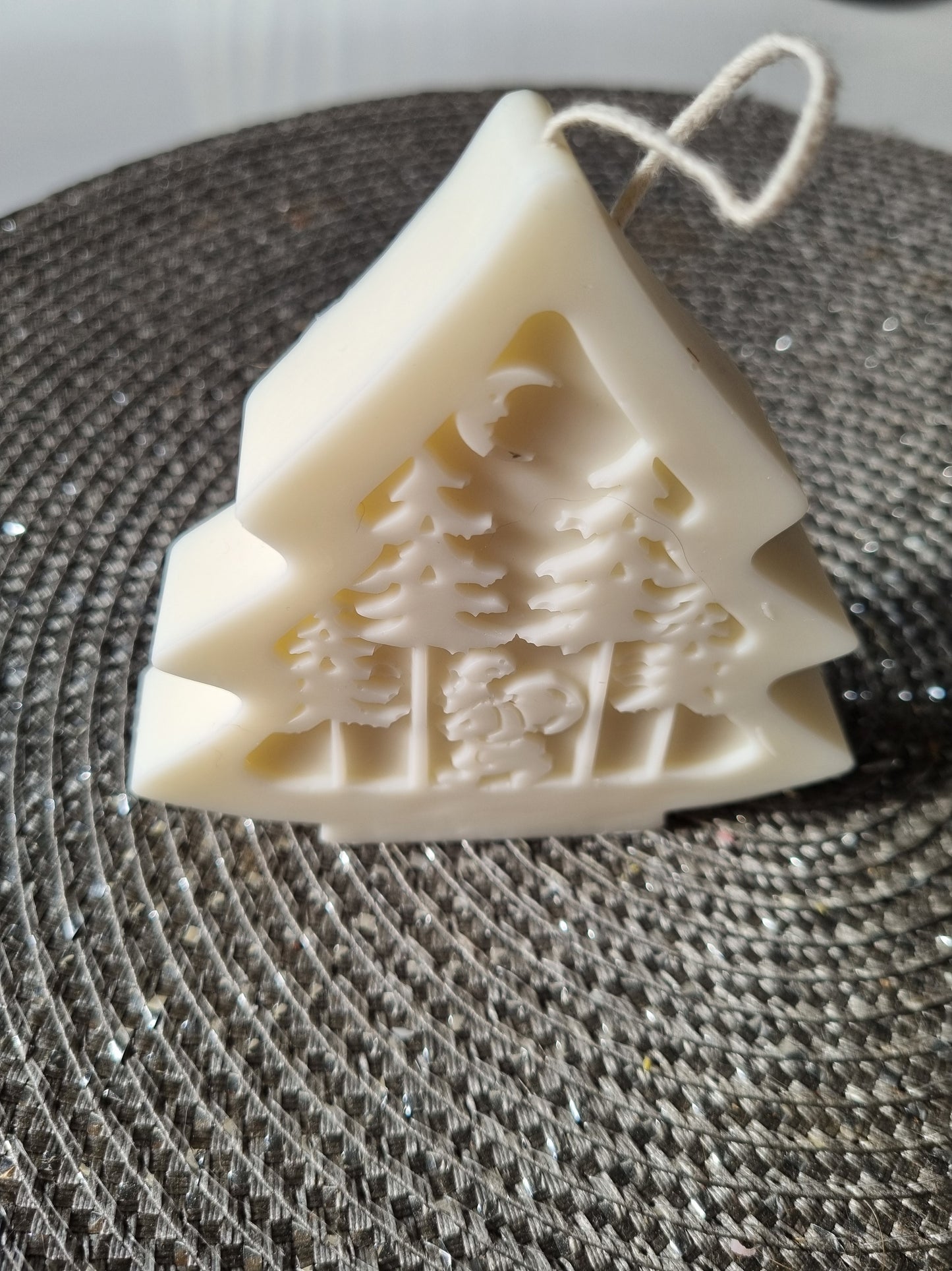 Kerze Tannenbaum Bild Relief Weihnachtsmann Bio Sojawachs ohne Paraffin vegan